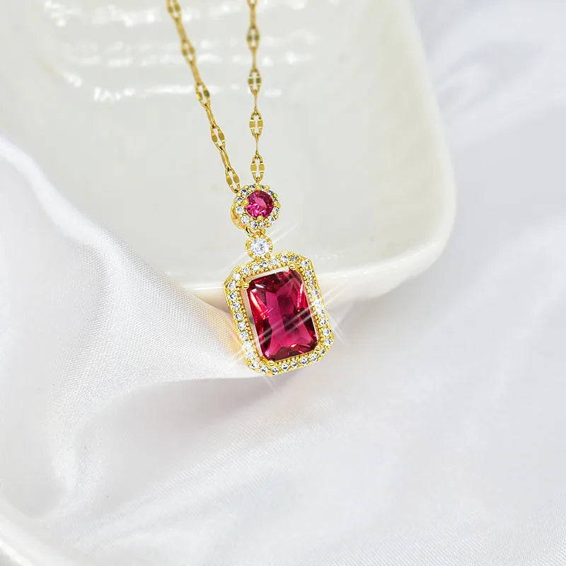 Exquisite Fashion Emerald Perfume Bottle Necklace Earrings Ring 3 Piece Set Classic Banquet Wedding Jewelry Set Birthday Gift