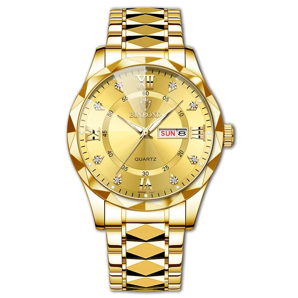 BINBOND B2521 Fashion Casual Business Quartz Men Watches 30M Waterproof Week Date Clock Sport Mens Wristwatch Relogio Masculino