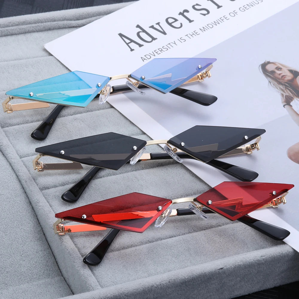 Luxury Fashion Narrow Sunglasses Irregular Diamond Cutting Sunglasses Personality Street Shoot Sun Glasses Female Eyewear UV400