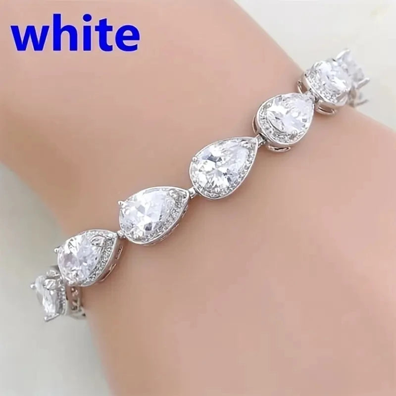 Elegant Shiny Water Drop Zircon Bracelet Fashionable Charm Jewelry Suitable for Daily and Banquet