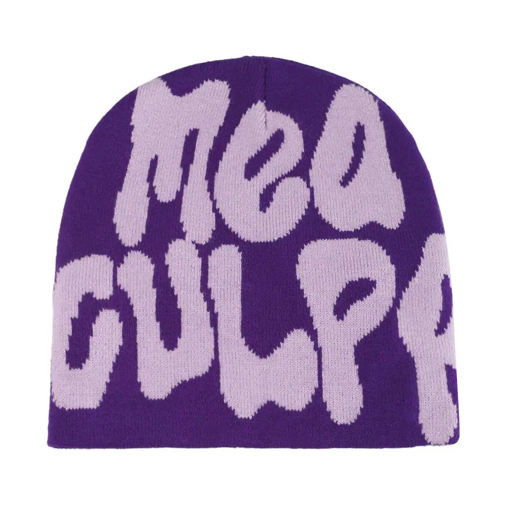 Fashion Korean Y2K Knitting Beanie Hat Cool Letter Graphic Knitting Beanie Cozy Knit Skullies Cap Slouchy Unisex Winter Hats