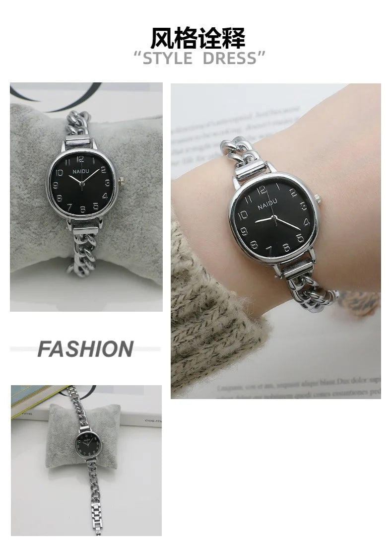Brand Oval Dial Quartz Watch Korean Version Simple and Fashion Women's Bracelet Wristwatch Luxury Gift Small Green Watches