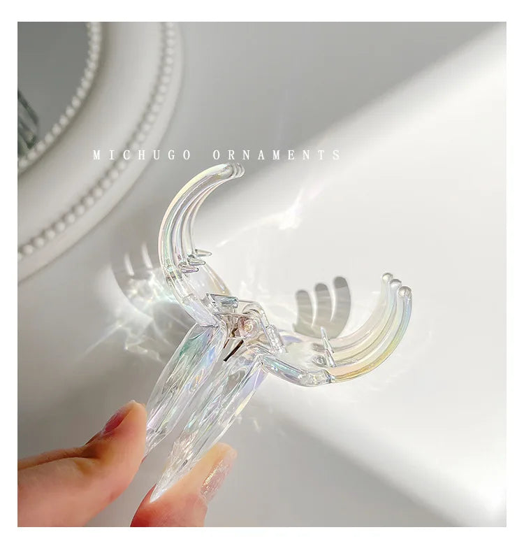 Crystal Butterfly Mermaid Hair Claw Girls Back Head Clamp Clip Transparent Large Hair Clips Hairpins Headdress Hair Accessories