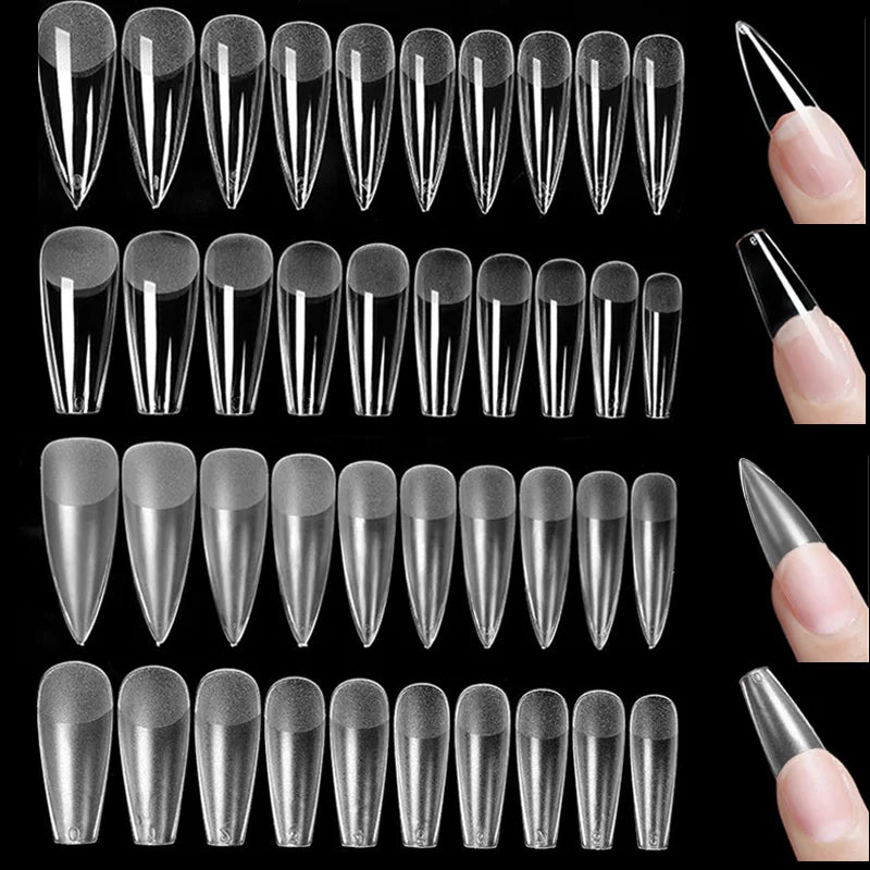False Nail Tips Extension System Full Cover Sculpted Coffin False Fake Nail Tips DIY Practice Manicure Tools Quick Building Mold