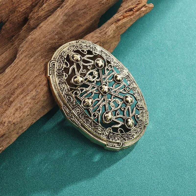 Vintage Norse Mythology Iceland Norse Shield Brooch Medieval Clothing Fastener Clothes Scarf Cloak Jewelry for Men Women