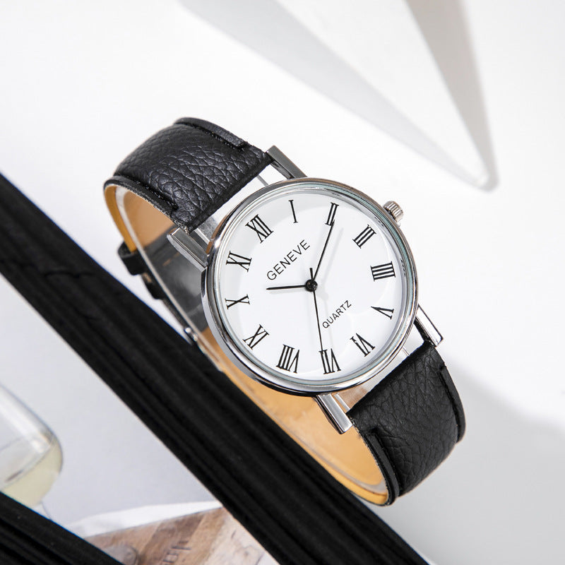 Famous Brand Roman Numeral Quartz Watch Men Business Casual Fashion Student Trend Leather Belt Wristwatch Luxury Jewelry Gift