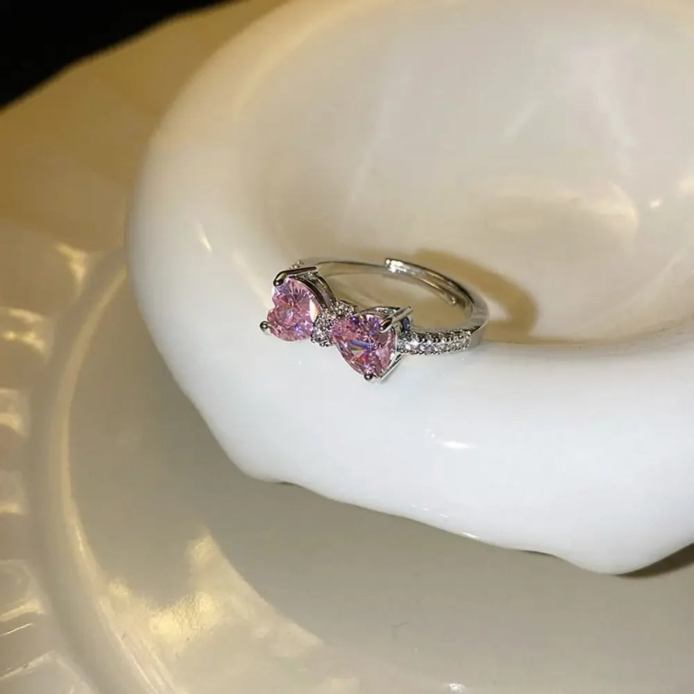 Fashion Bowknot Finger Rings Adjustable Bow Rings Jewelry Sweet Opening Ring Ornaments