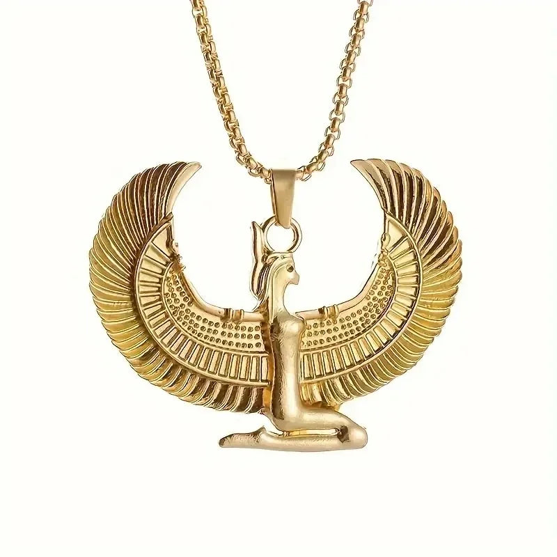 Retro Punk Style Ancient Egypt Isis Wings Horus Eagle Pendant Men's and Women's Fashion Necklace