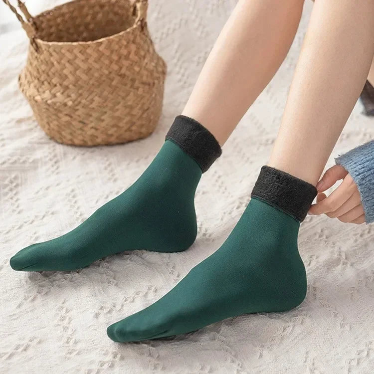 Female Winter Fleece Thick Warm Socks Soft Comfortable Solid Color Home Floor Thick Stocking Soft Boots Sleeping Socks