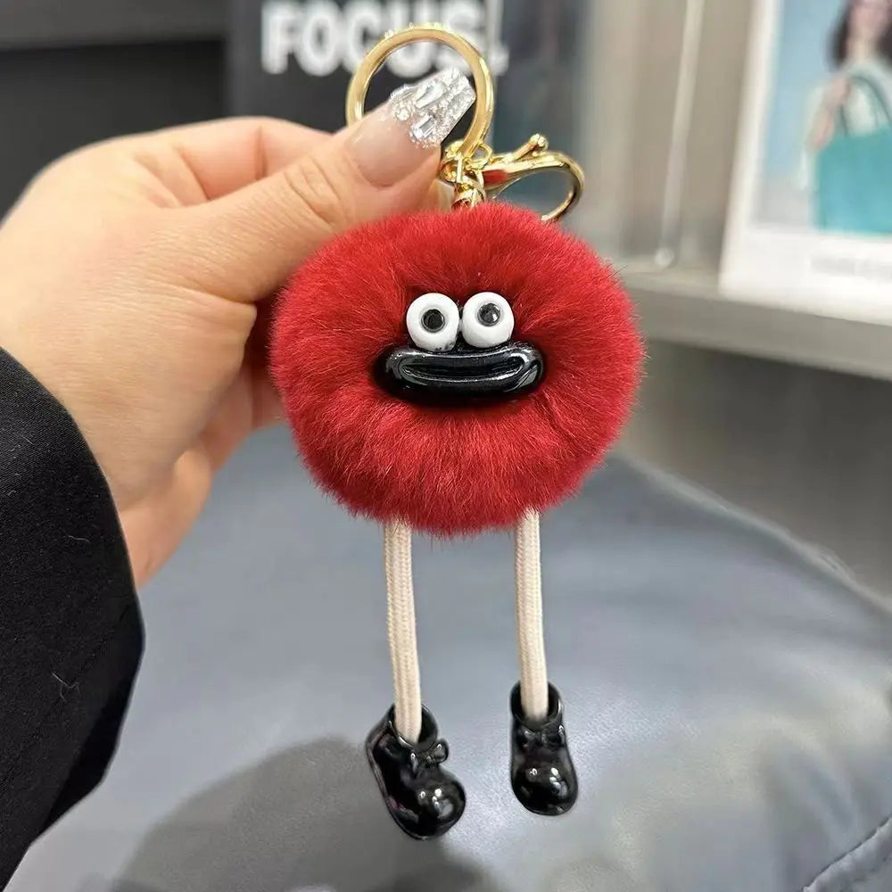 Cute Big Eyes Plush Toys Keychain Cartoon Briquettes Keychain Briquettes Car Keychain Pendant Korean Plush School Bag Pendant