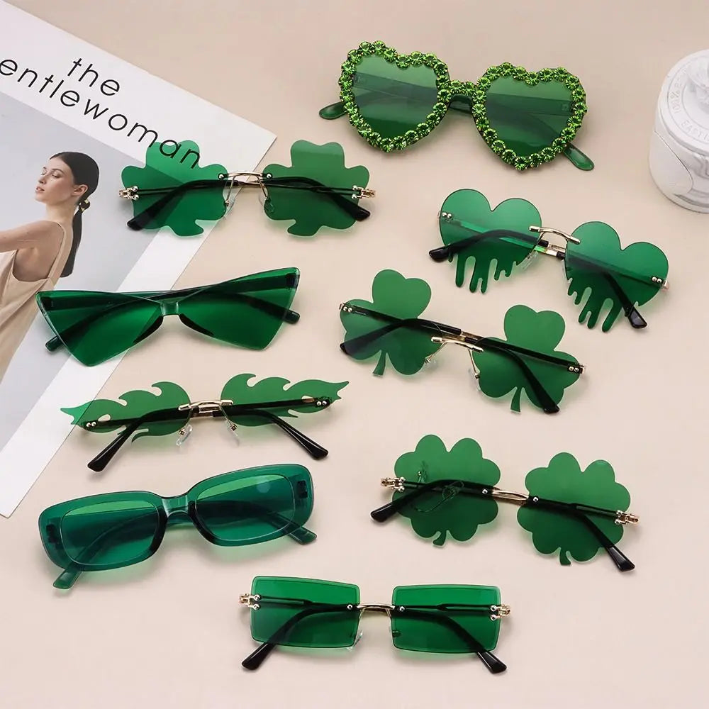 Fashion Rimless Sunglasses Solid Green Ocean Lens Eyewear Women Street Shooting Catwalk Glasses Vintage Brand Beach Sun Glasses