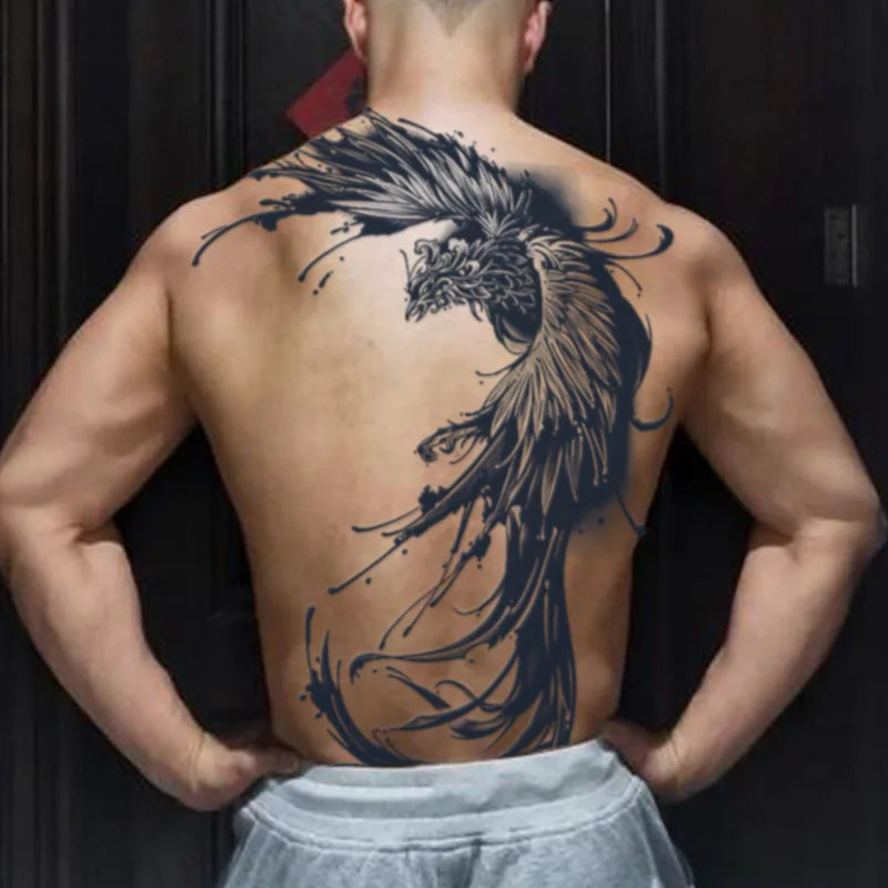 Angel Wings God Tattoo Stickers Realistic Juice Ink Semi Permanent Full Back Body Tattoo Temporary Lasting 2 Weeks Men Adult