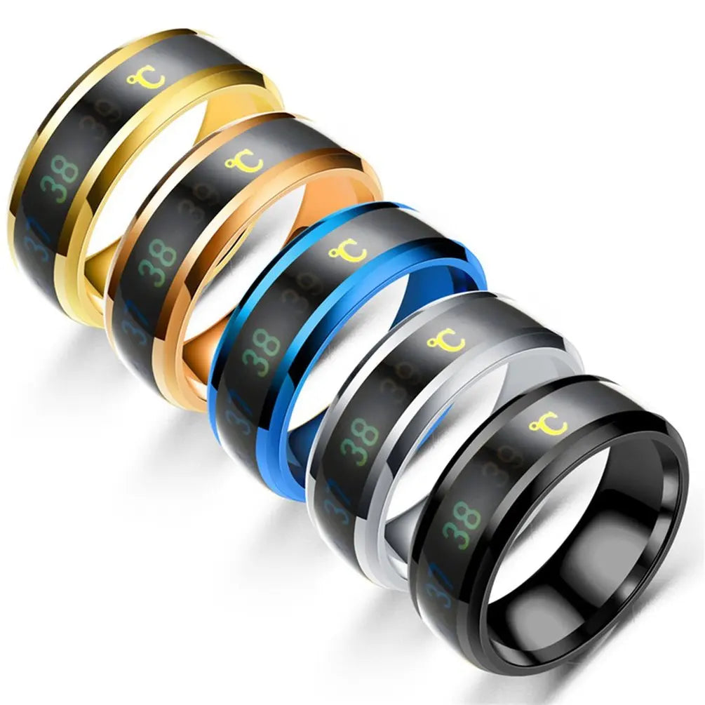 New Smart Temperature Ring Fashion Smart Stainless Steel Classic Wedding Couple Modern For Women Men Waterproof Rings jewelry
