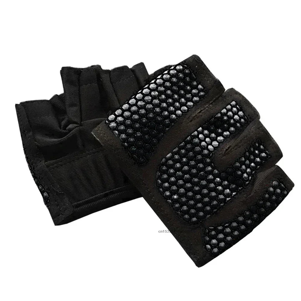 1pair Gym Half Finger Gloves Men Women Anti-Slip Silicone Workout Glove Pull Up Power Weight Lifting Grips Hand Plam Protector