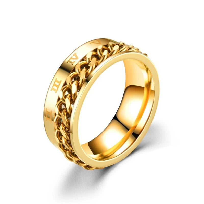 Titanium Steel Rotatable Chain Rings for Men Women Spinner Ring Anti Stress Multifunctional Rings Bottle Opener Ring Club Gift