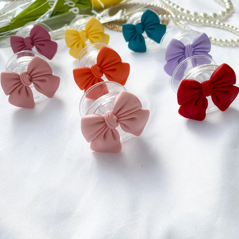 Cute Colorful Bowknot Phone Grip Expandable Desktop Stand Macaron Resin Butterfly Knot Foldable Holder Mobile Accessory