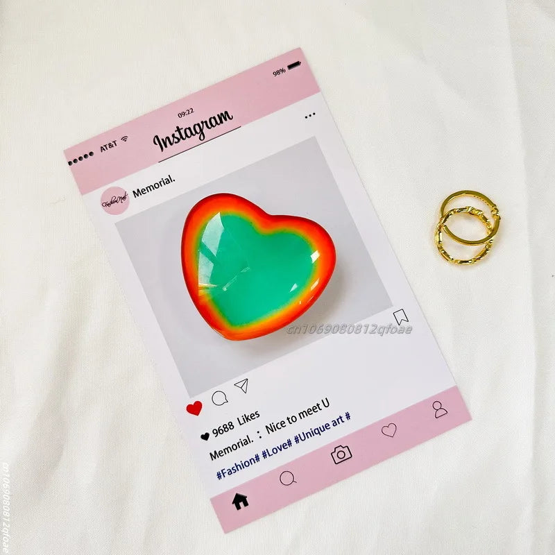 Heart Shape 3D Crystal Foldable Finger Ring Griptok Phone Holder for IPhone Samsung Support Socket Pocket Grip Tok Stand Bracket