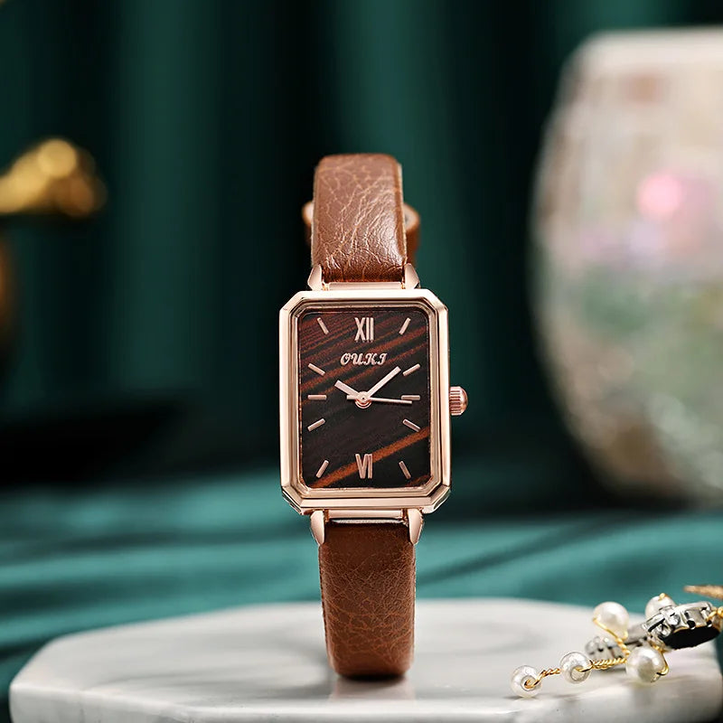 Small Square Watch with Rhinestones for Women Simple Casual Fashion Small Green Quartz Watch Ladies Wrist Watches Reloj Mujer
