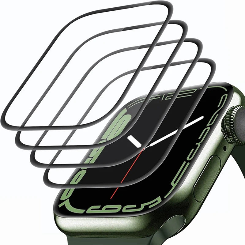 Soft Glass For Apple Watch Screen Protector 49 mm 45 41 44 40 42 38 9D HD Full Film iWatch Series 9 8 7 6 SE 5 4 3 2 Accessories