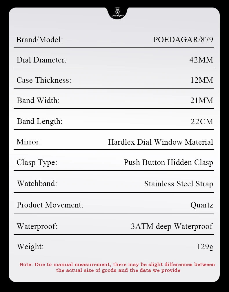 POEDAGAR Luxury Sport Watch For Men Waterproof Luminous Date Chronograph Man Wristwatch Stainless Steel Men's Quartz Watches+Box