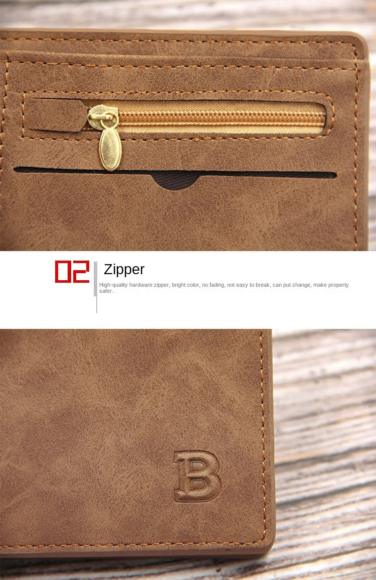 Business Men Wallets Small Money Purses Wallets New Design Dollar Price Top Men Thin Wallet with Coin Bag Zipper Coin Bag Wallet