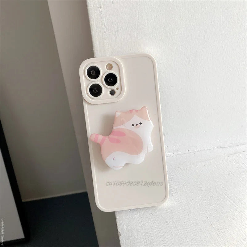 Korea Cute Cartoon Kitten Grip Acrylic Mobile Phone Holder Socket Stand Ring Cell Phone Support Bracket Smartphone Accessories