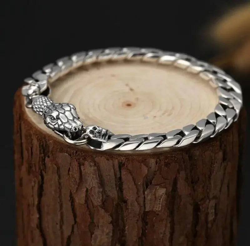 Nordic  Celtic Double Wolf Head Men's Stainless Steel Chain Bracelet Byzantine King Chain Punk Rock Party Jewelry