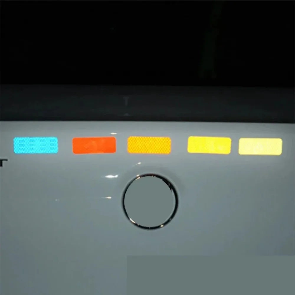 10pcs Car Bumper Reflective Stickers Reflective Warning Strip Tape Secure Reflector Stickers Decals Safety Warning 3*8CM
