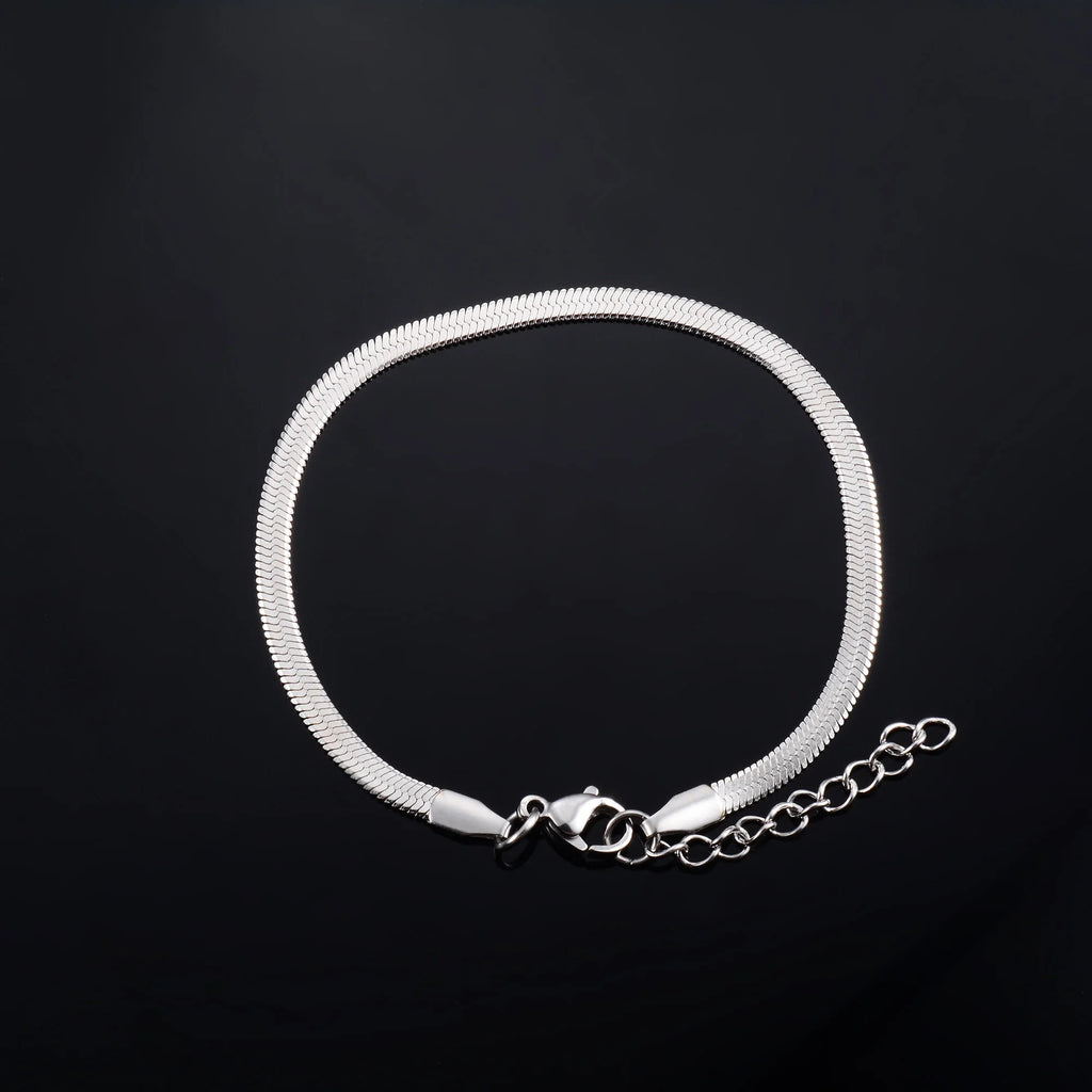 Women Men Bracelet Blade Chain for Hand Foot Stainless Steel Bangle with Extension Ankle Anklet Jewelry Making Accessories Gift
