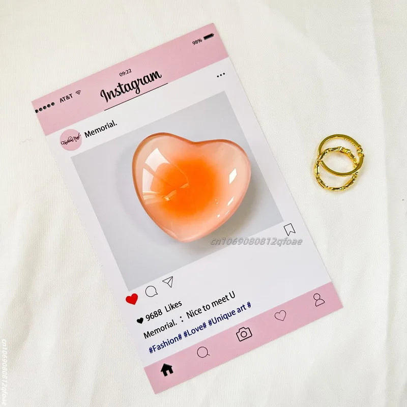 Heart Shape 3D Crystal Foldable Finger Ring Griptok Phone Holder for IPhone Samsung Support Socket Pocket Grip Tok Stand Bracket