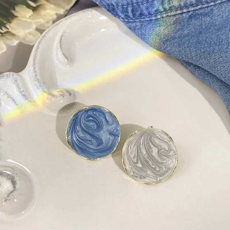 Fashion Vintage Resin Geometric Drop Earrings for Women Charms Elegant Irregular Blue Pendant Earrings Jewelry Party Gifts 2024