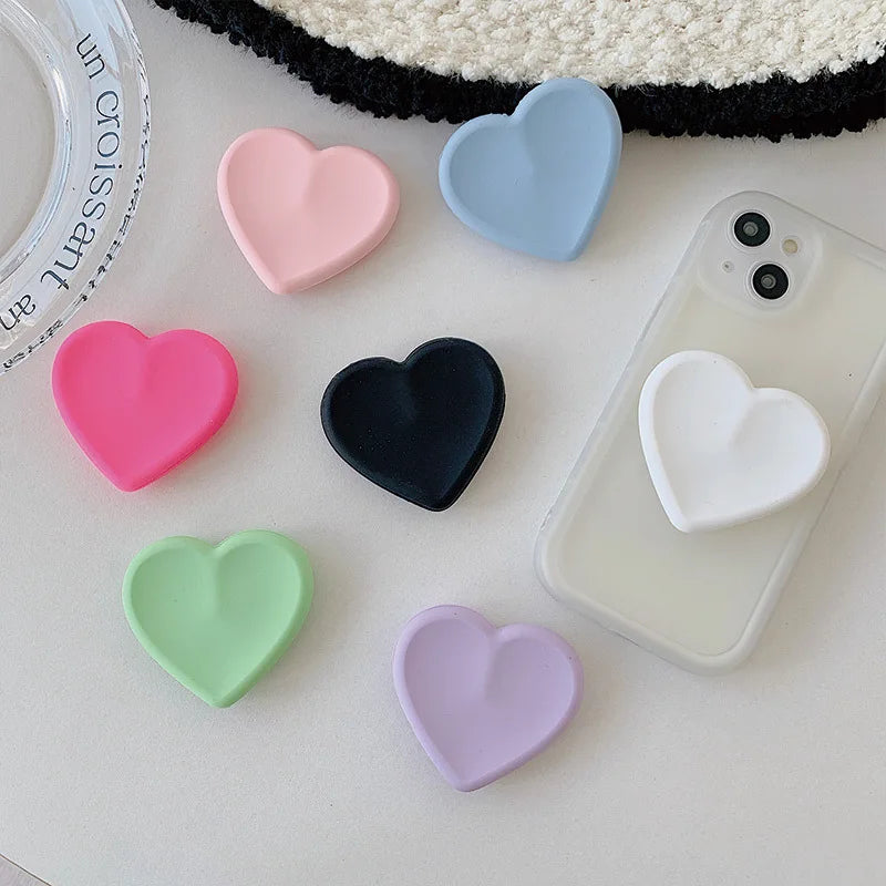 Silicone Heart-Shaped Round Phone Grip Stand Holder Pocket Socket Griptok Foldable Finger Ring Phone Stand For Iph Mobile Phone