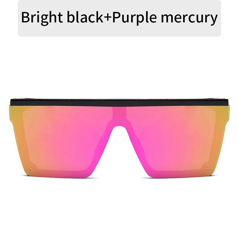 2023 Vintage Male Flat Top Sunglasses Men Brand Black Square Shades UV400 Gradient Sun Glasses For Women Cool One Piece Designer