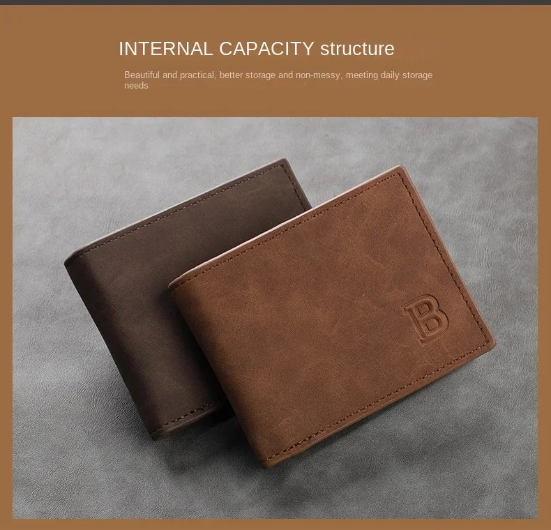 New Fashionable Vertical Retro 2% Off Multi Card Slot Wallet Matte Multi functional Leisure Multi card Slot carbon wallet men