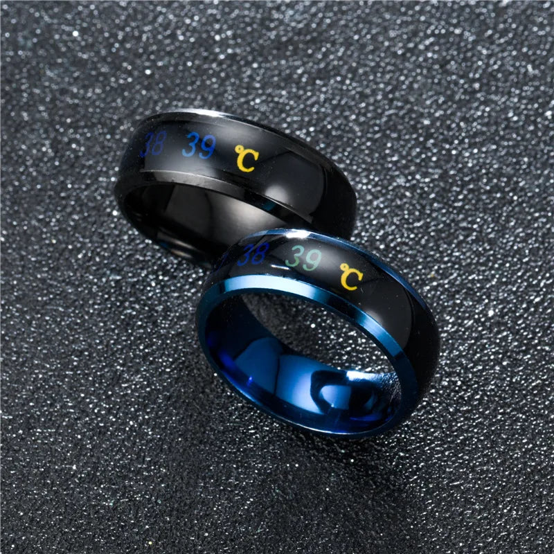Fashion Smart Induction Temperature Couple Ring Display ECG Temperature Lovers Rings Jewelry for Men Women Accessories Gifts