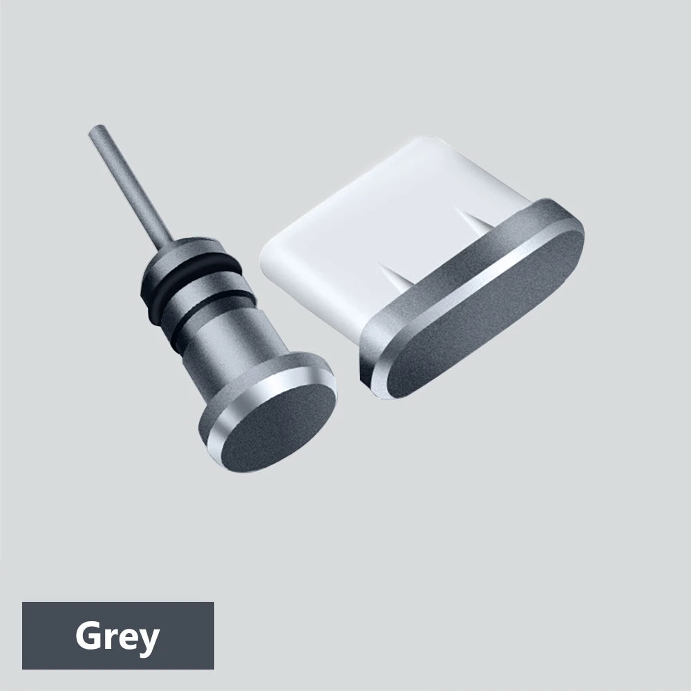 Metal Type C Dust Plug 3.5mm Earphone Jack Sim Card Pin Port Anti-dust Plug Cover Cap for Samsung Huawei Xiaomi iPhone Dust Plug