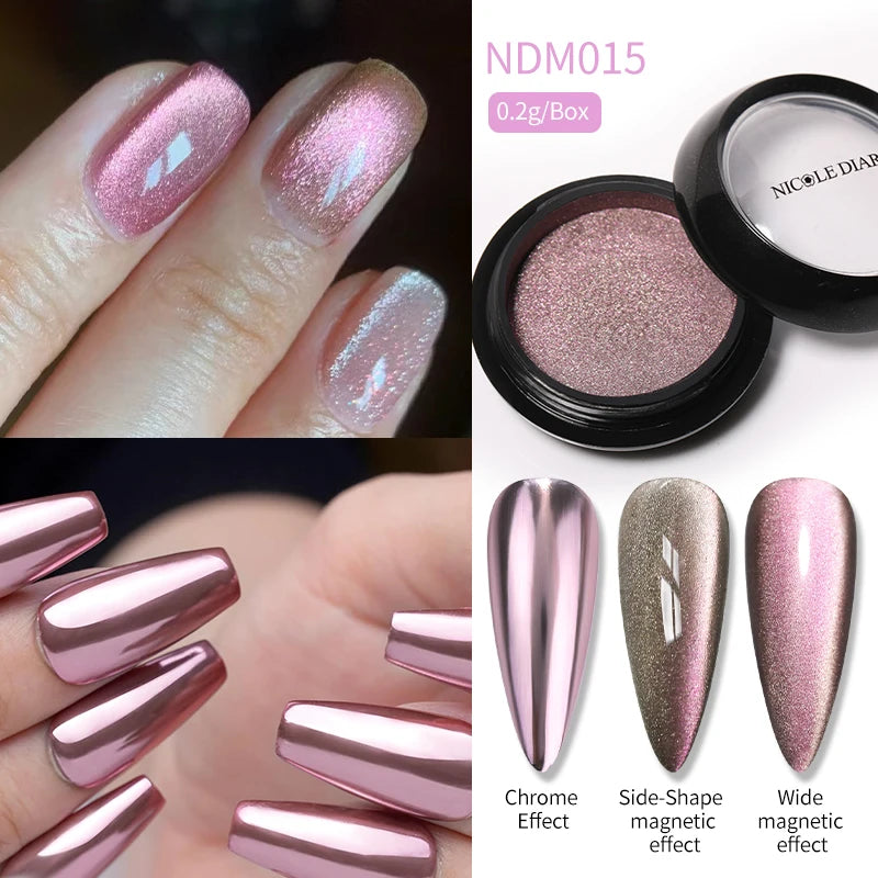 1 Box Red Cat Magnetic Powder Water Light Pink Cat Magnetic Effect Nail Chrome Pigment Dust Manicure New Year Nail Art Supplies