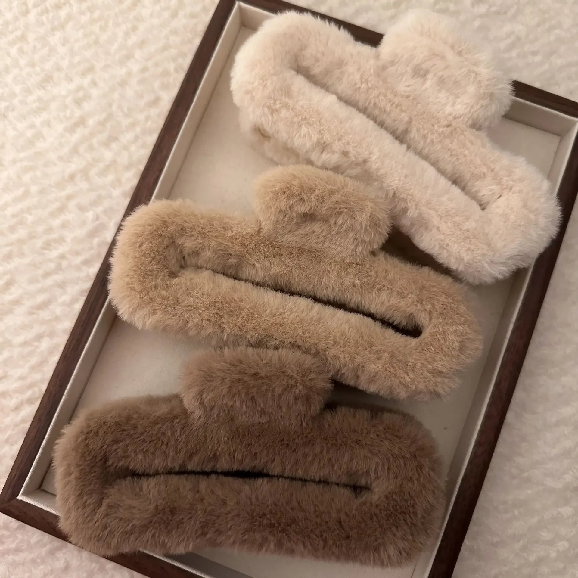 Colorful Plush Square Large Hair Claw Hairpin Women Girls Fashion Design Korean Sweet Simple Fluffy Hair Clip Headwear Wholesale