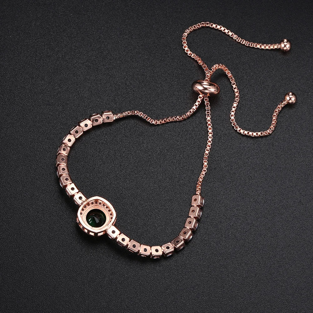 Sparkling Ajustable Tennis Bracelets For Women Men Punk Square Cubic Zirconia Hand Chain Rose Gold Plated Jewelry Gift KCH086