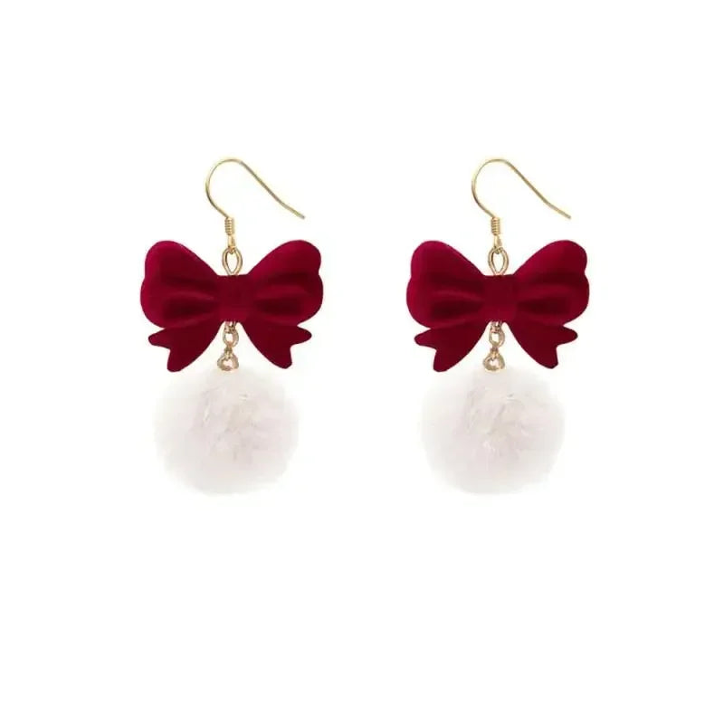 Retro Style Red Bowknot Stud Earrings for Women Girls Simple Earings Piercing Aesthetics Elegant Earrings Christmas Jewelry Gift