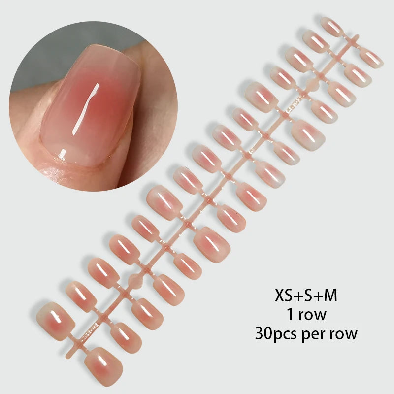 24Pcs/Set White French Press on Fake Nails Full Cover Artificial Wearable Nail Beauty Tips Naked French White False Nails Art