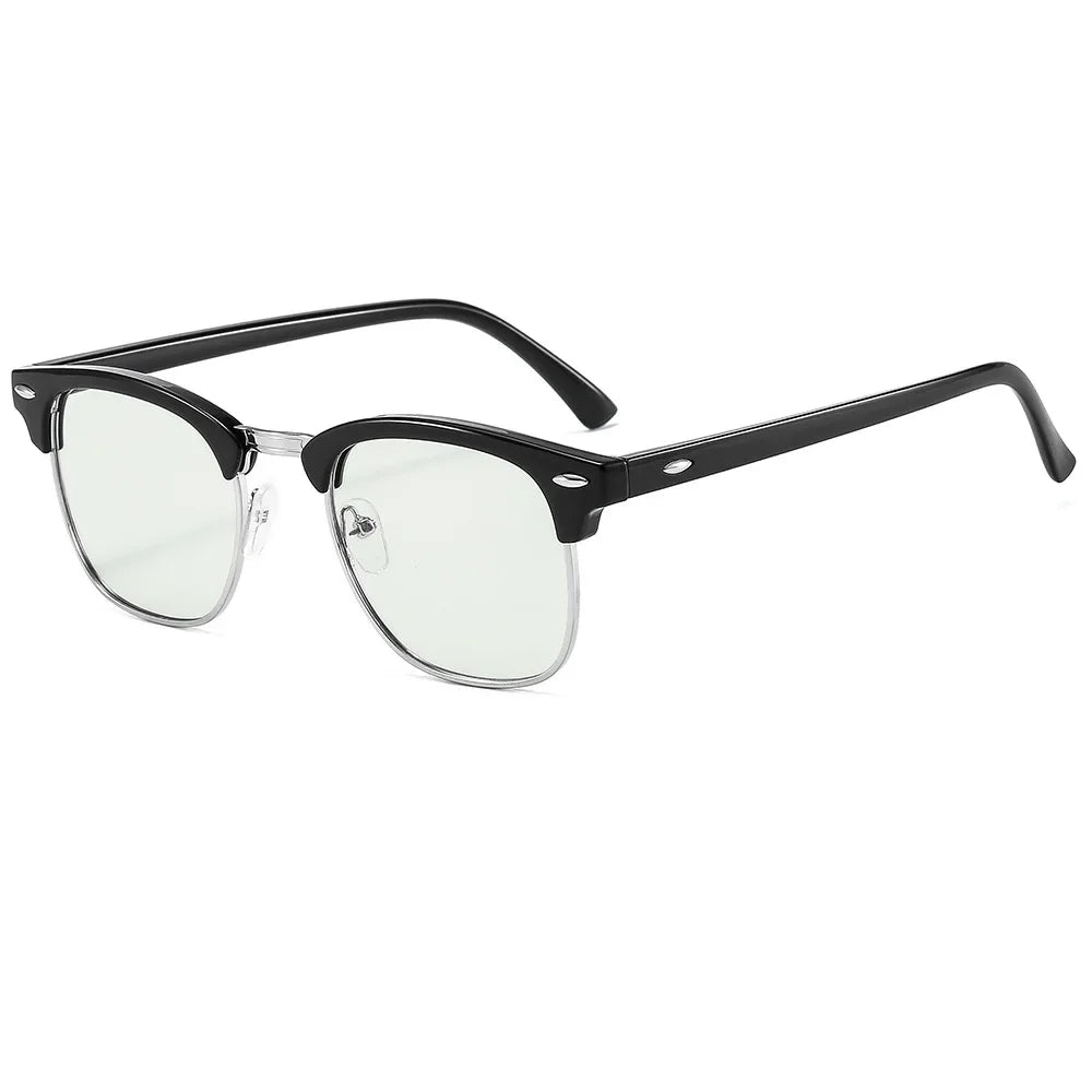 Fashion Classic Half Frame Anti Blue Light Glasses for Men Retro Square Photochromic Eyeglasses Frames Women Computer Goggles