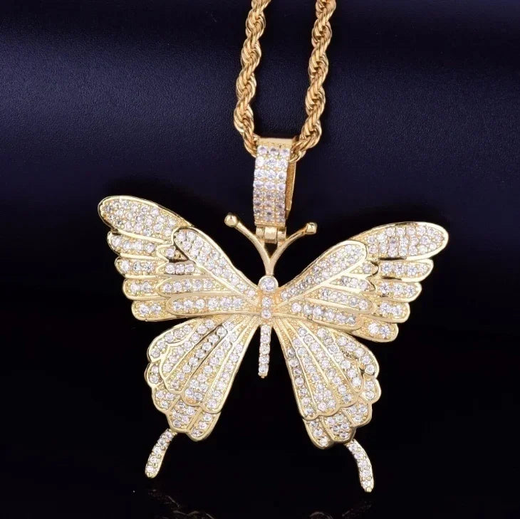 Hip Hop Cubic Zirconia Pave Bling Iced Out Elephant Pendant Animal Necklace Men Women Hip Hop Cool Rap Jewelry Birthday Gift