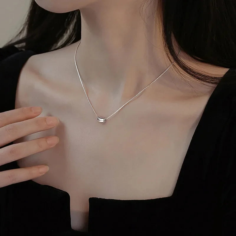 Exquisite Silver Color Chain Beans Pea Pendant Necklace for Women Goddess Gift Charm Chain Necklace Fashion Jewelry Wholesale