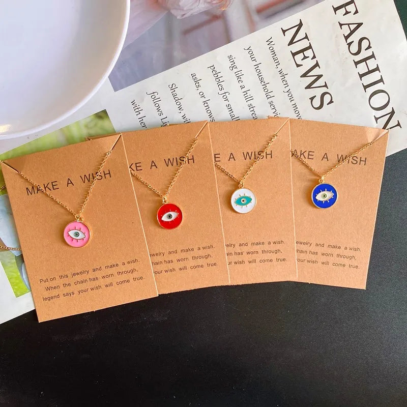 Color Turkey Eye Pendant Necklace for Women Men Fashion Luck Pendant Neck Jewelry Gift for Friend Wholesale