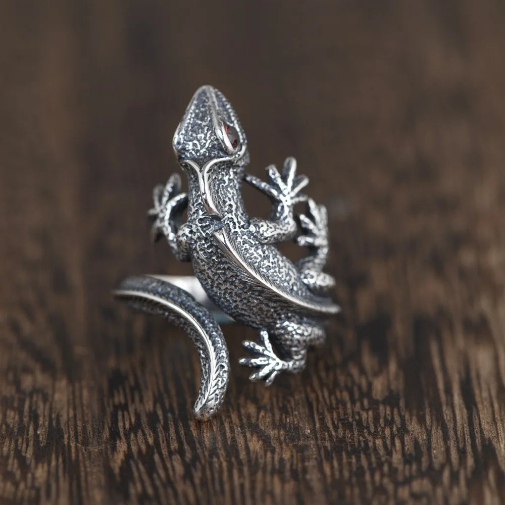 Antique Silver Color Dragon Rings Gothic Punk Men Pterosaur Wings Opening Adjustable Rings Vintage Jewelry Accessories Gifts
