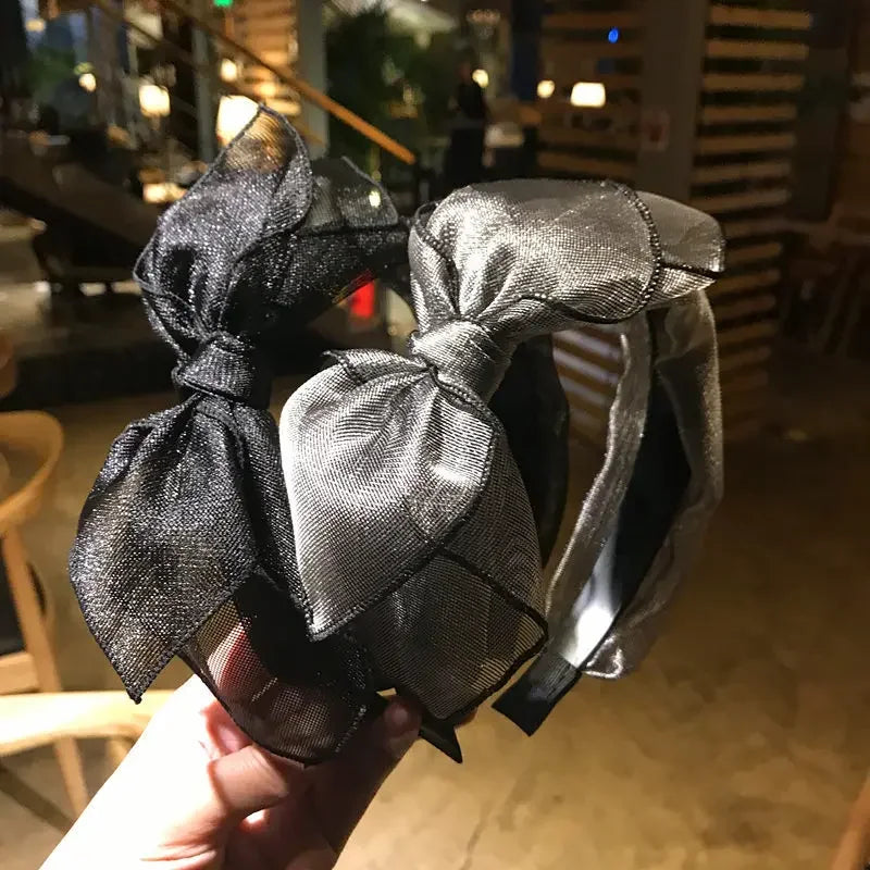 Bow Hairband Black Mesh Headband for Women Korean Fashion Double Layers Headbands with Lips Print Ladies Hair Accessories