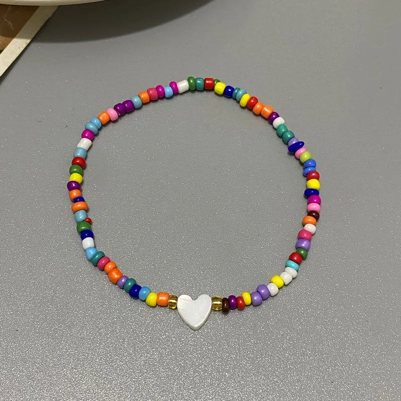Small Glasses Beads Bracelet for Girl Women Nature shell Love Heart Hand Jewelry Gift for Friend Wholesale  Dropshipping