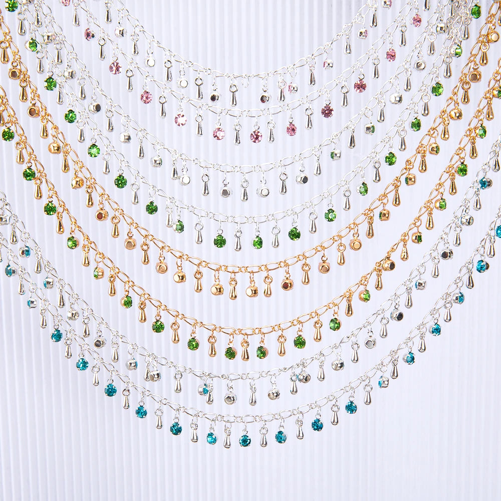 100CM 50CM Red Crystal Bead Charms Butterfly Pendants Gunblack Copper Chains For Jewelry Making DIY Necklaces Bracelets Chains
