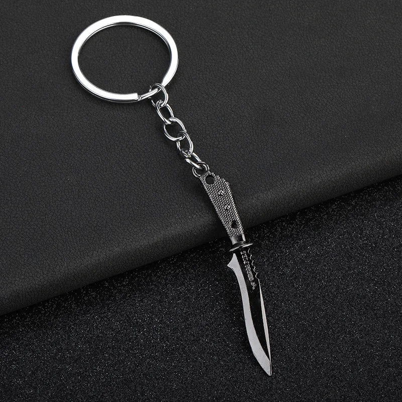 Metal Claw Knife Key Ring Gun Black Chain Color Tactical Dagger Key Chain Pendant Men's Car Ornaments Military Enthusiasts Gift